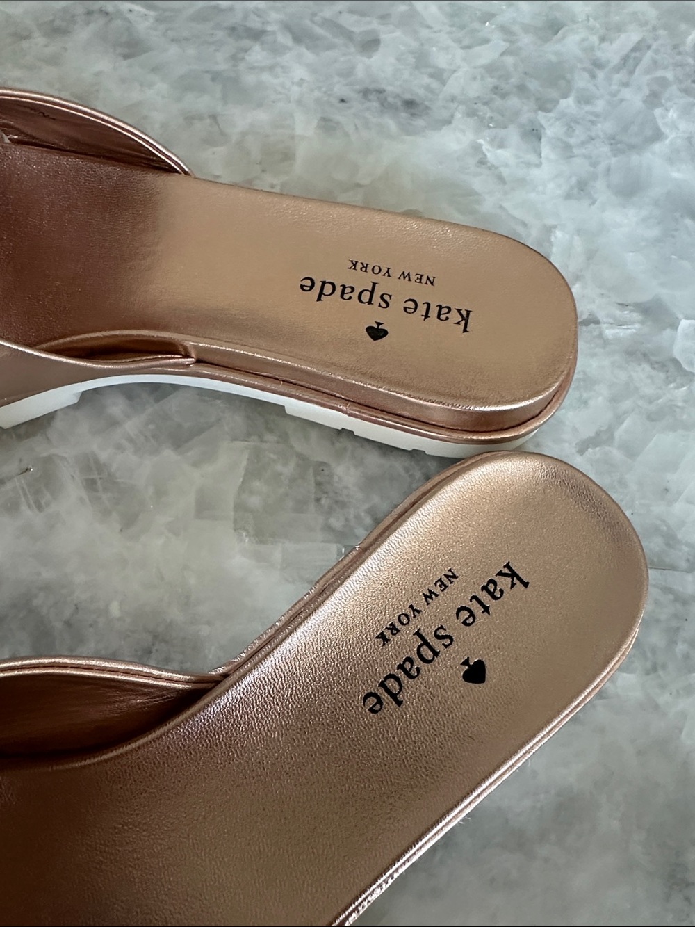 kate spade Metallic Rose Gold Crossover Slide Mules - Picture 2 of 5